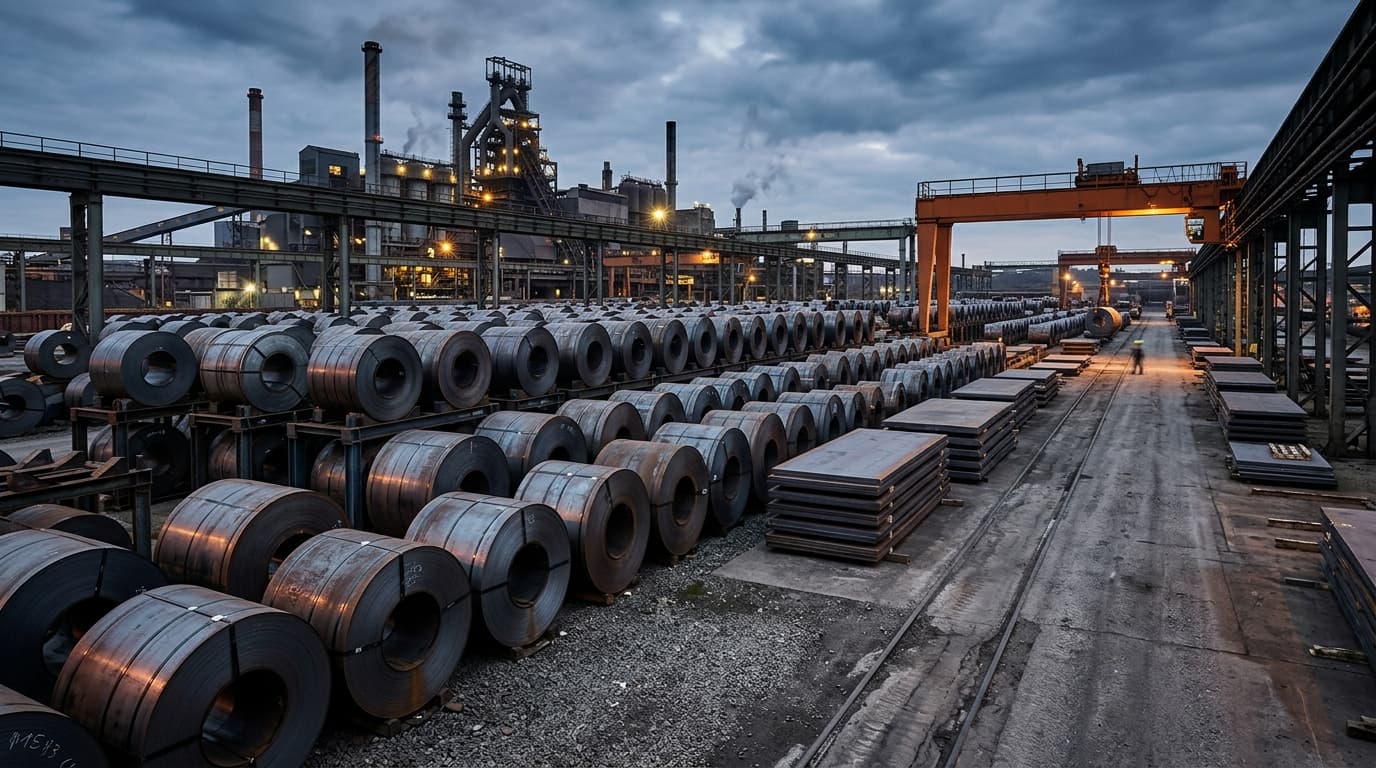Heavy Steel Coils & Industrial Stockyard